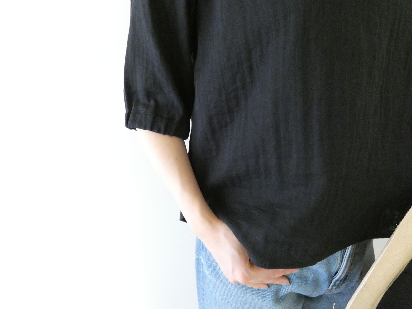 SSC スラブWガーゼゴムネック5分袖プルオーバーの商品画像7