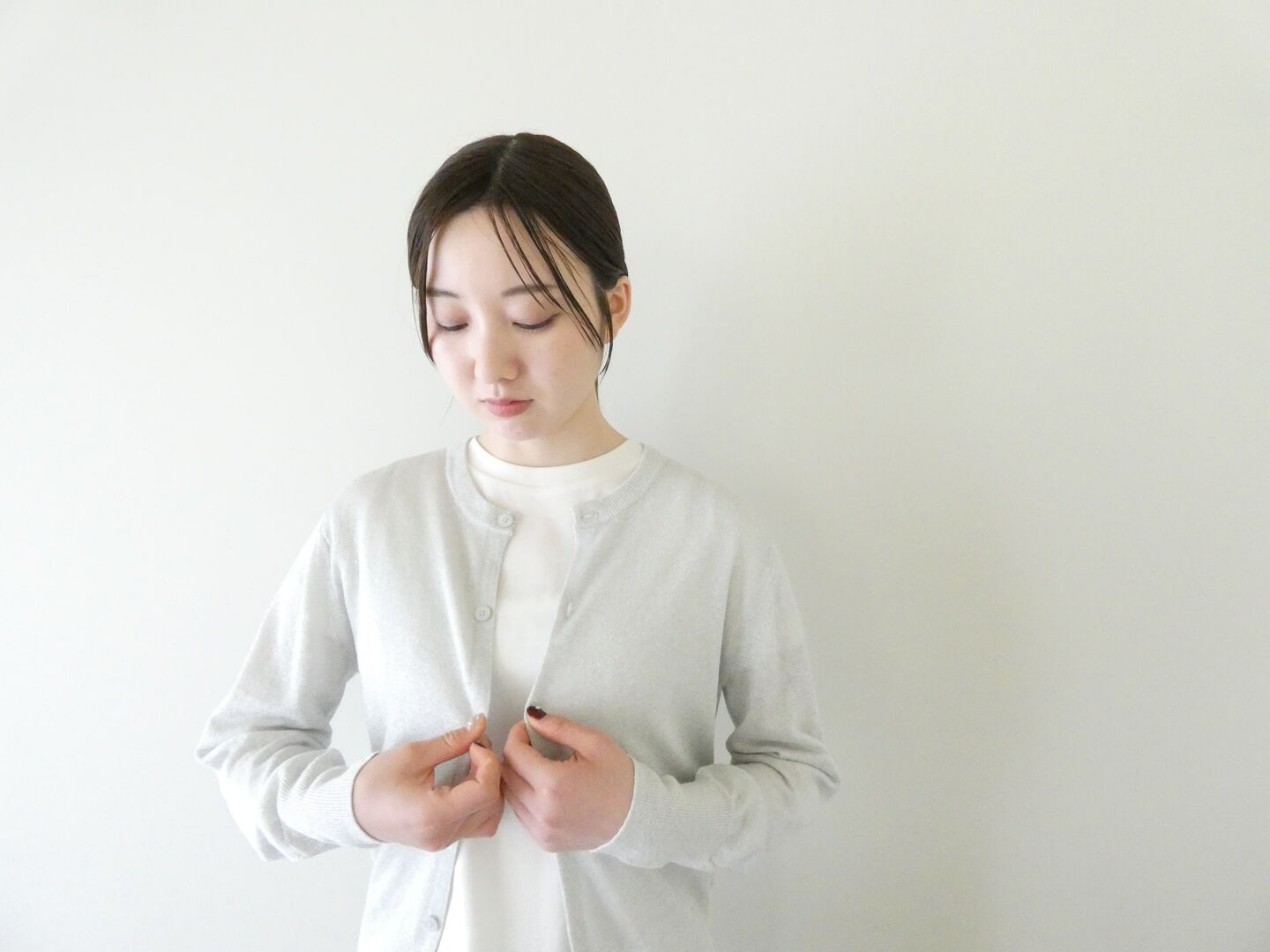 MACPHEE(マカフィー) プレインリネンクルーネックカーディガンの商品画像1