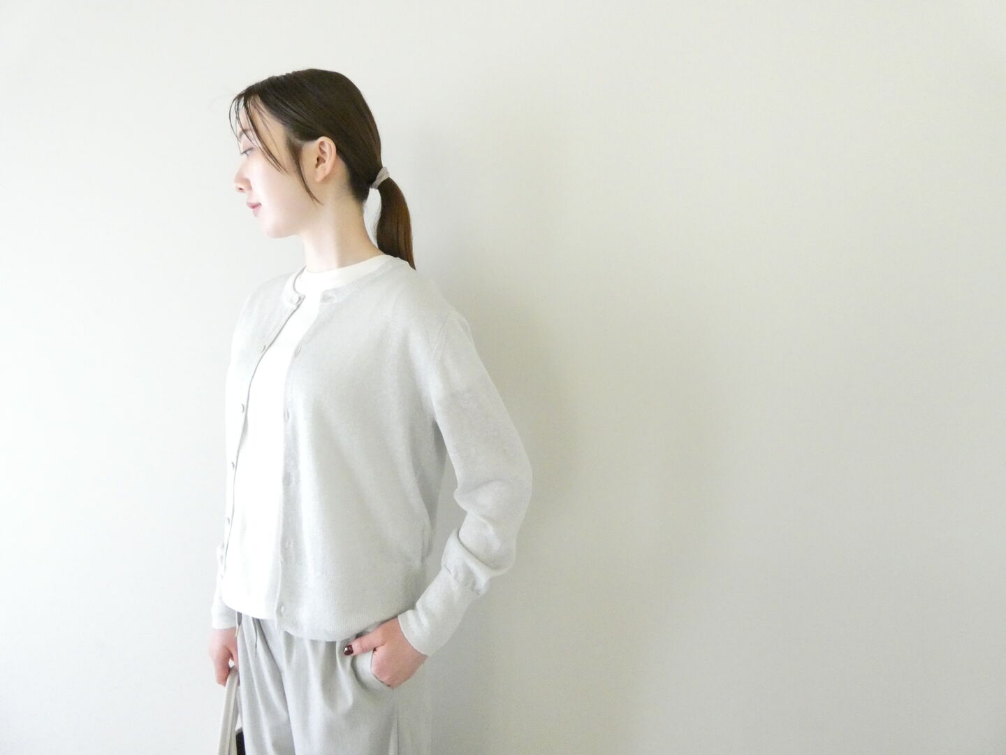 MACPHEE(マカフィー) プレインリネンクルーネックカーディガンの商品画像7