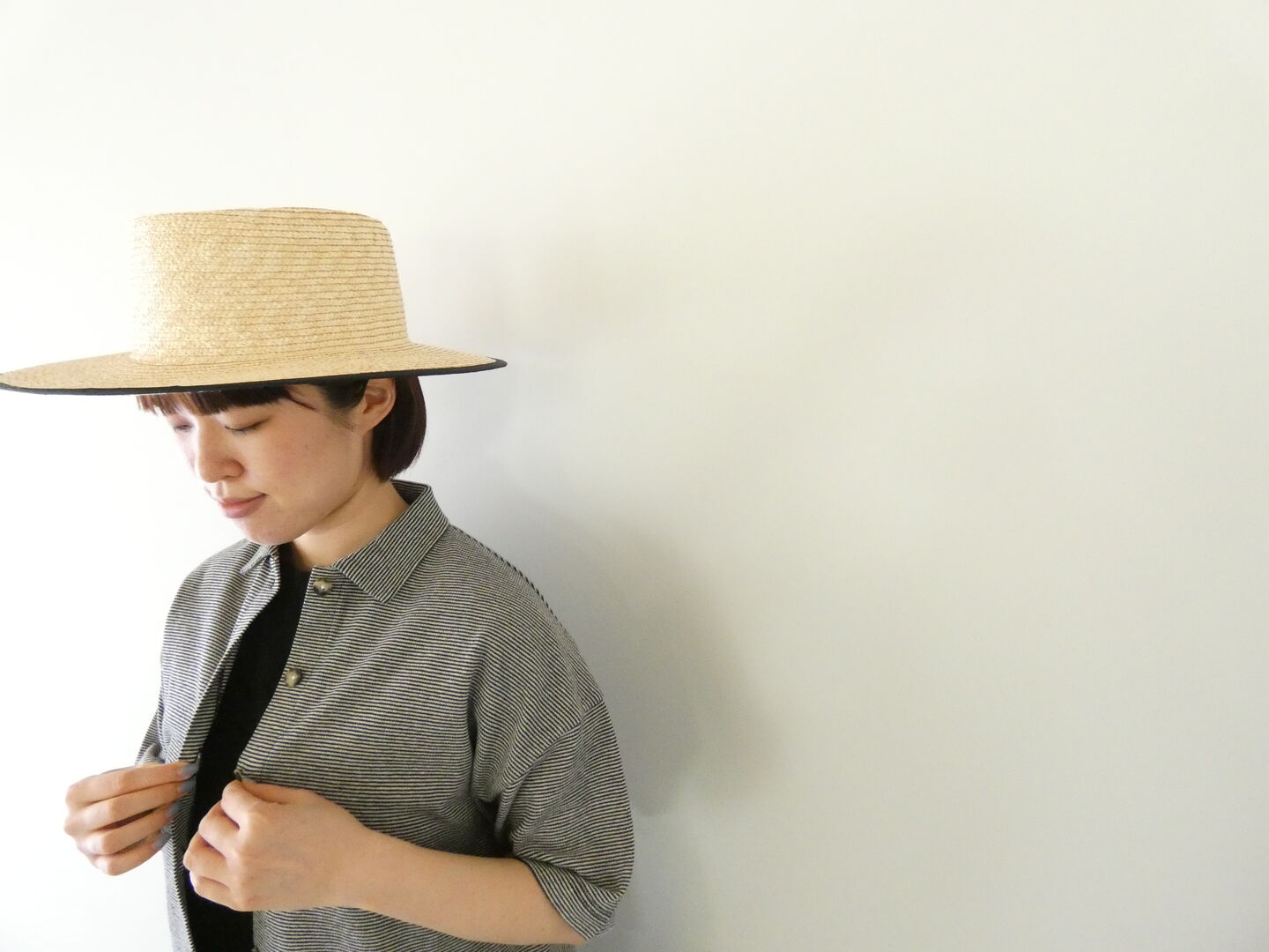 Hands of creation(ハンズオブクリエイション) ラフィスウェーデンカノコ盲縞ポロ衿カーディガンの商品画像2