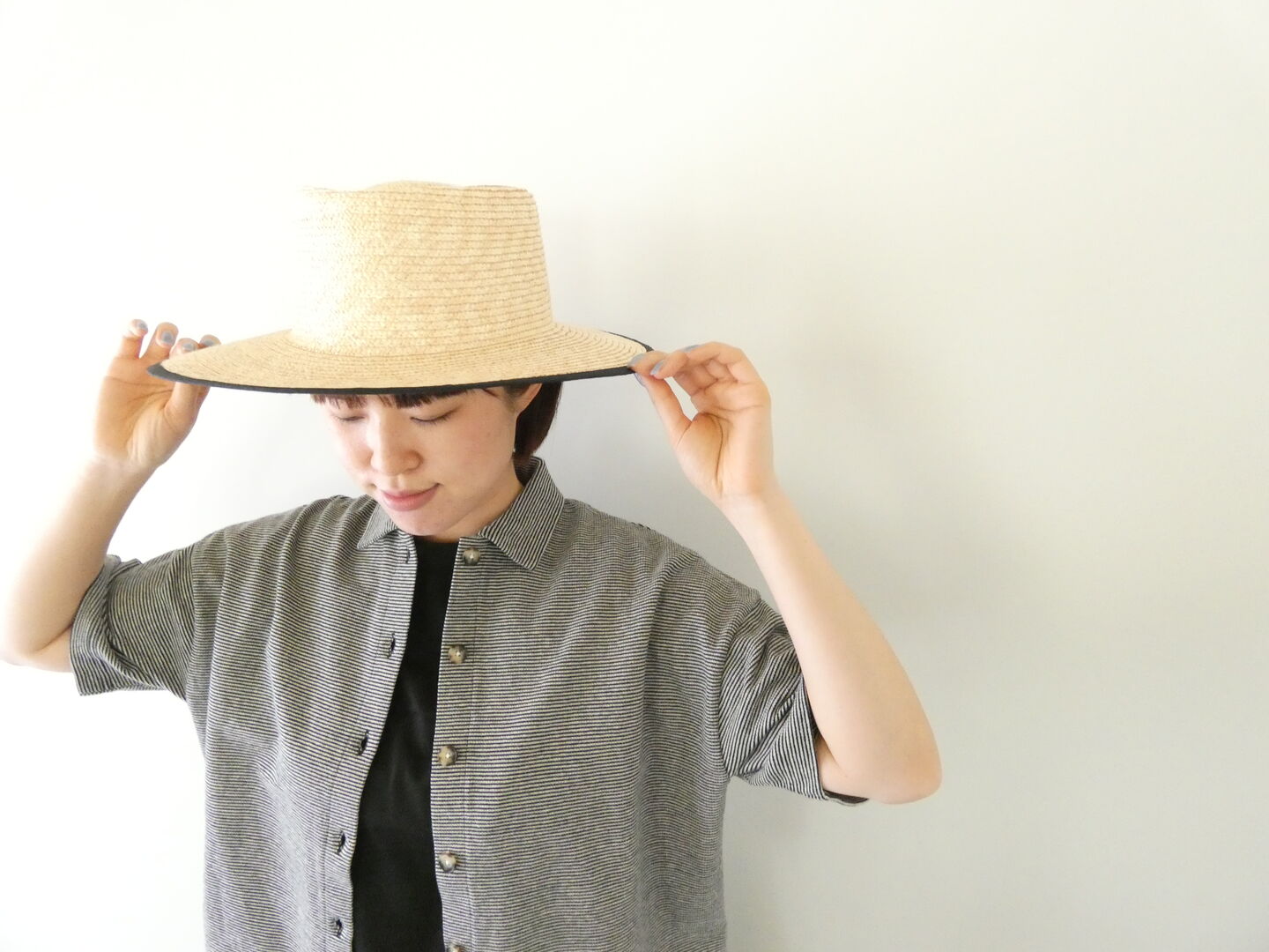 Hands of creation(ハンズオブクリエイション) ラフィスウェーデンカノコ盲縞ポロ衿カーディガンの商品画像4