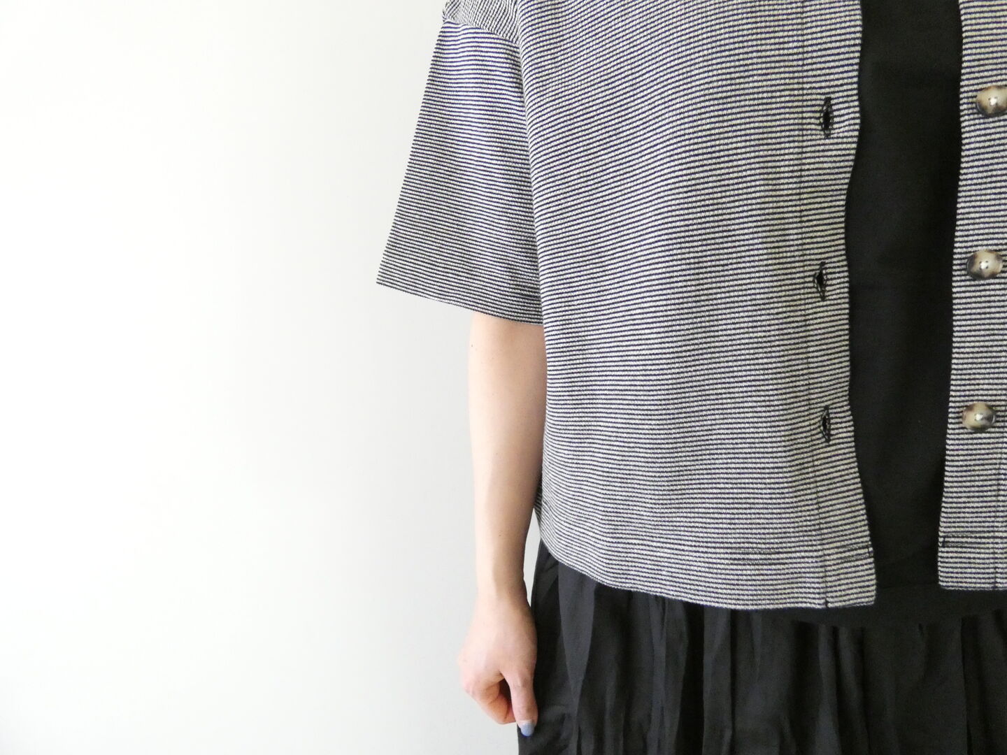 Hands of creation(ハンズオブクリエイション) ラフィスウェーデンカノコ盲縞ポロ衿カーディガンの商品画像5