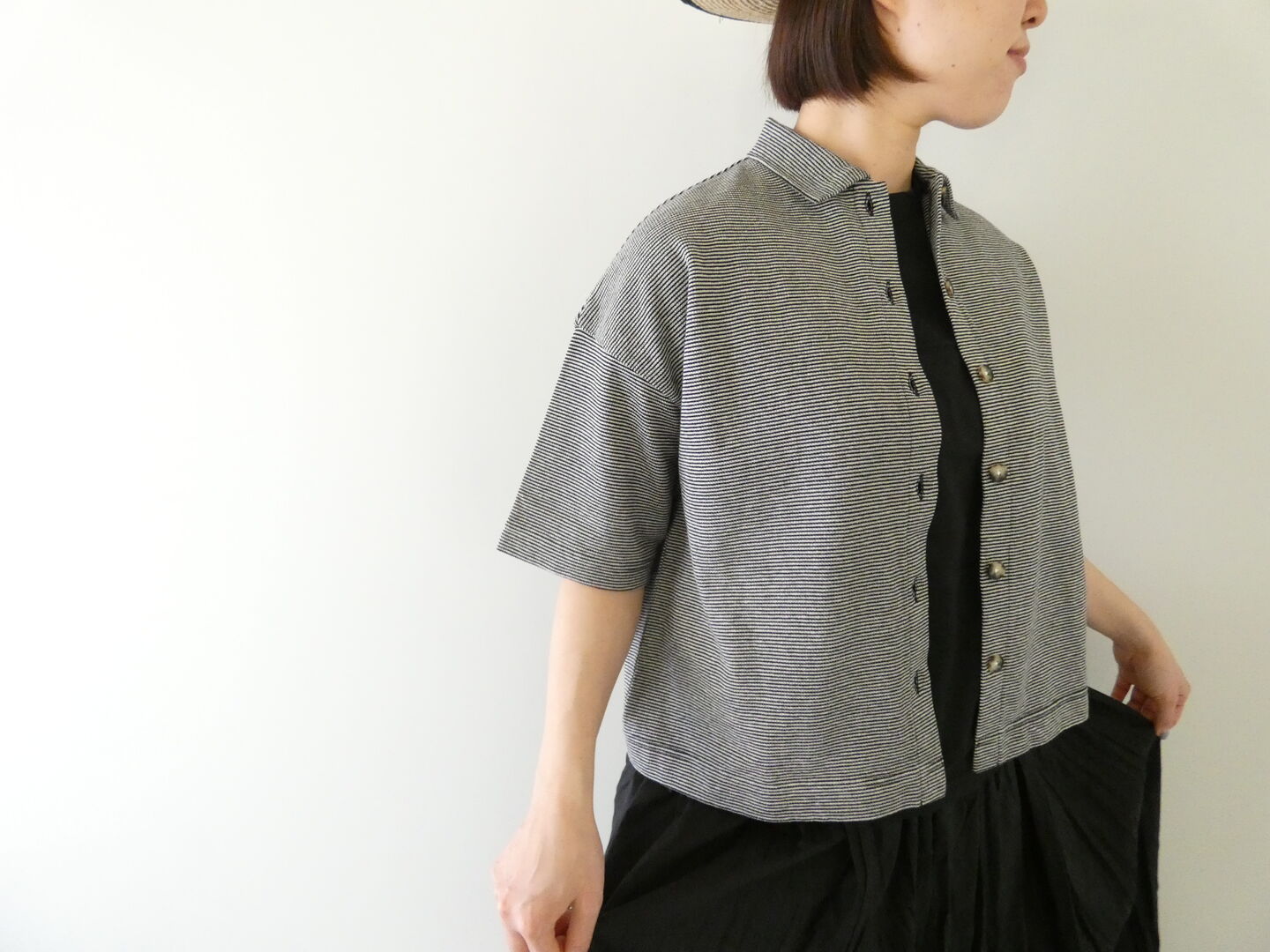 Hands of creation(ハンズオブクリエイション) ラフィスウェーデンカノコ盲縞ポロ衿カーディガンの商品画像8