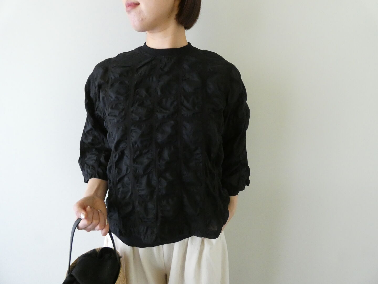 NARU デザイン塩縮チェックワイドシャツの商品画像2