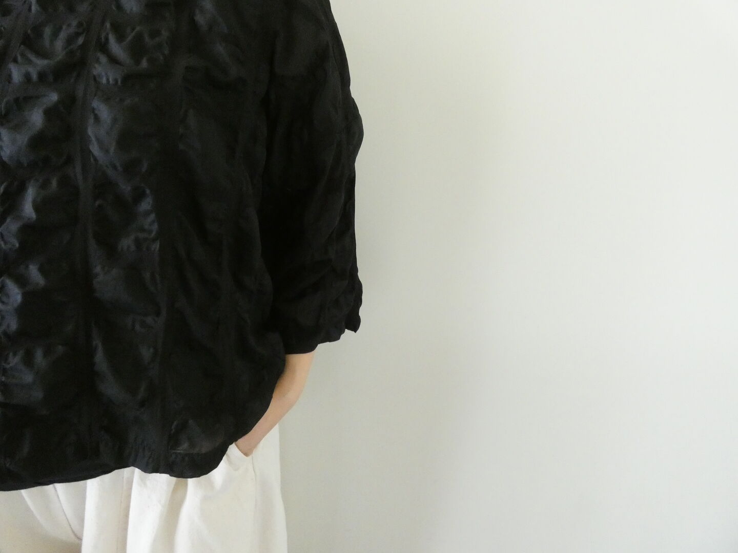 NARU デザイン塩縮チェックワイドシャツの商品画像5