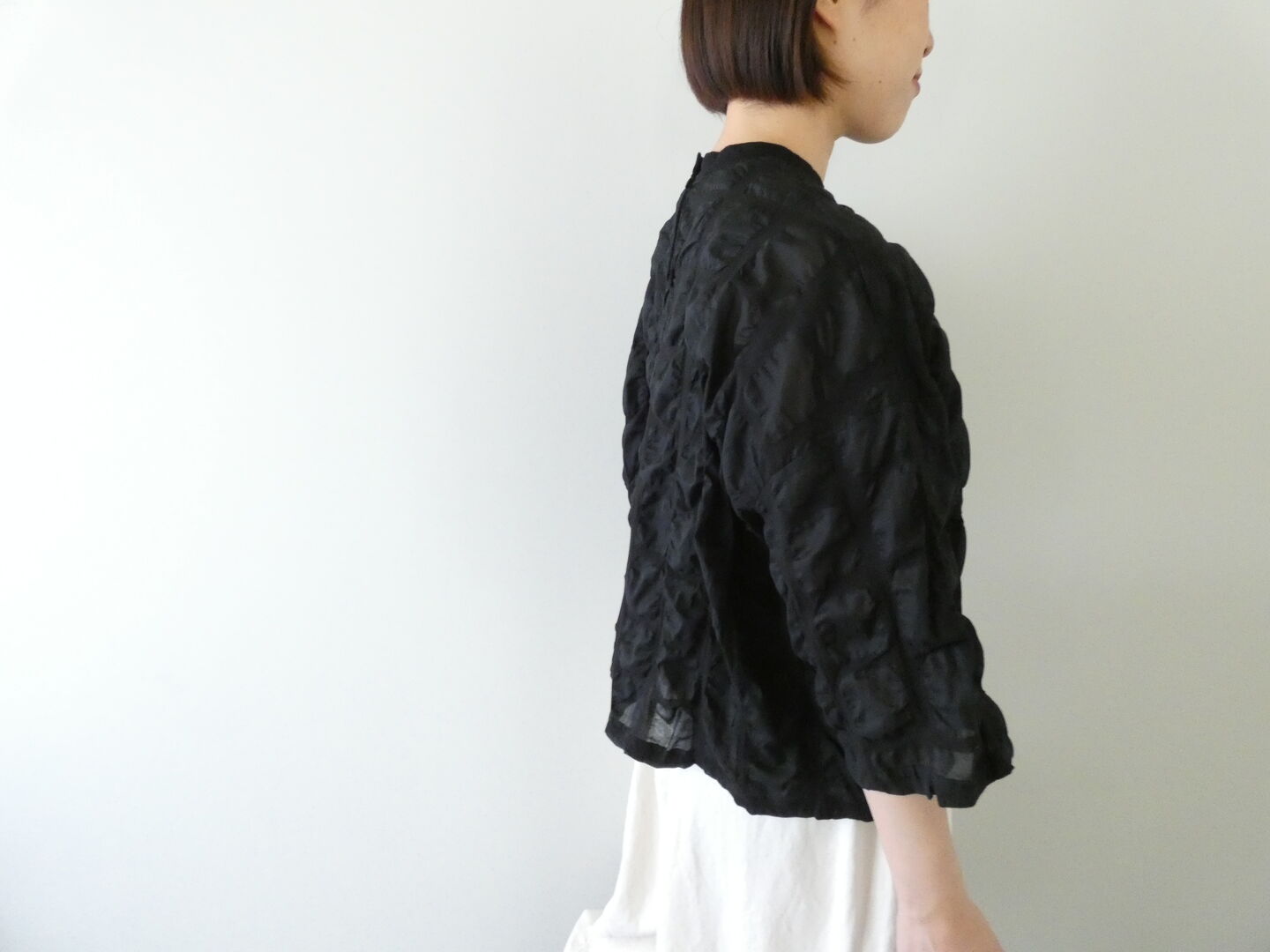 NARU デザイン塩縮チェックワイドシャツの商品画像8