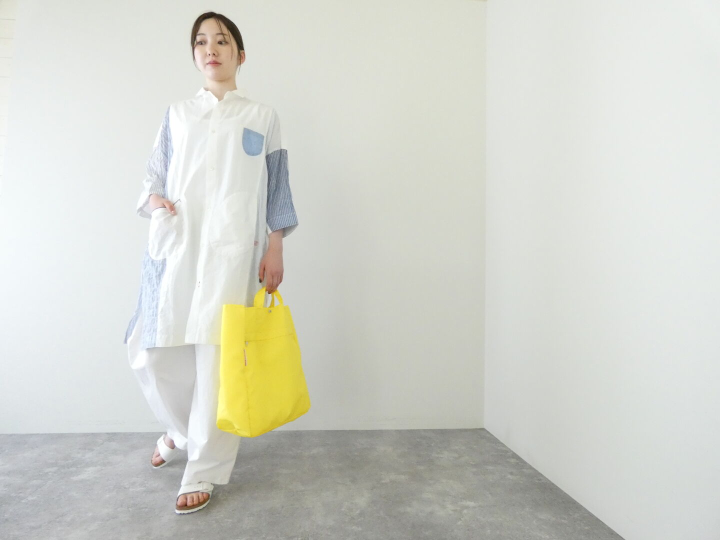 快晴堂(かいせいどう) 初夏の木漏れ日にゆれるシャツ 風をはらむ、7分袖ロングシャツの商品画像7