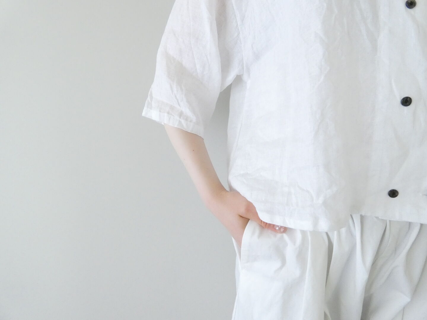 mizuiro ind(ミズイロインド) リネンダブルクルーネックシャツの商品画像5