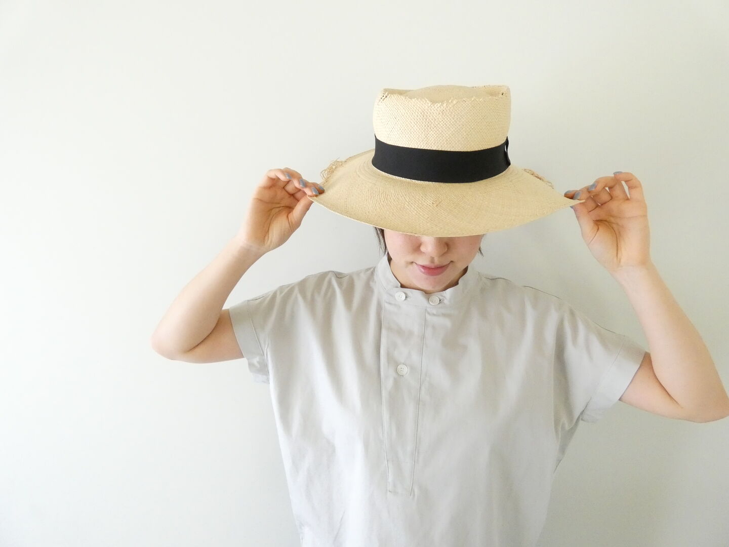 mizuiro ind(ミズイロインド) コットンリネンアシンメトリーカラーシャツの商品画像2