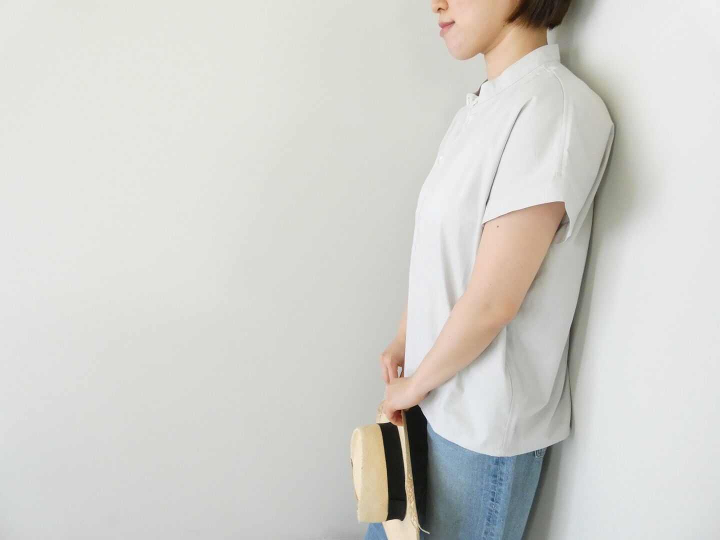 mizuiro ind(ミズイロインド) コットンリネンアシンメトリーカラーシャツの商品画像4