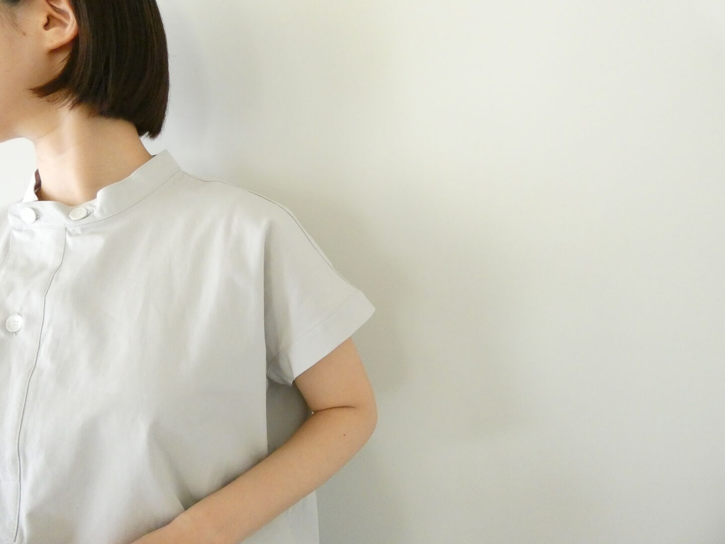 mizuiro ind(ミズイロインド) コットンリネンアシンメトリーカラーシャツの商品画像9