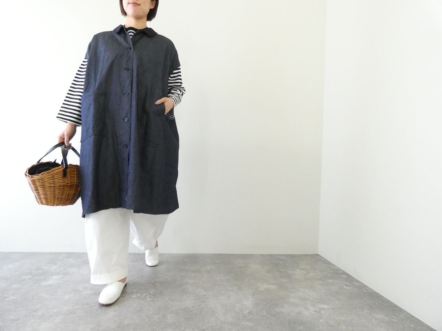 mizuiro ind(ミズイロインド) ワイドデニムシャツワンピースの商品画像1