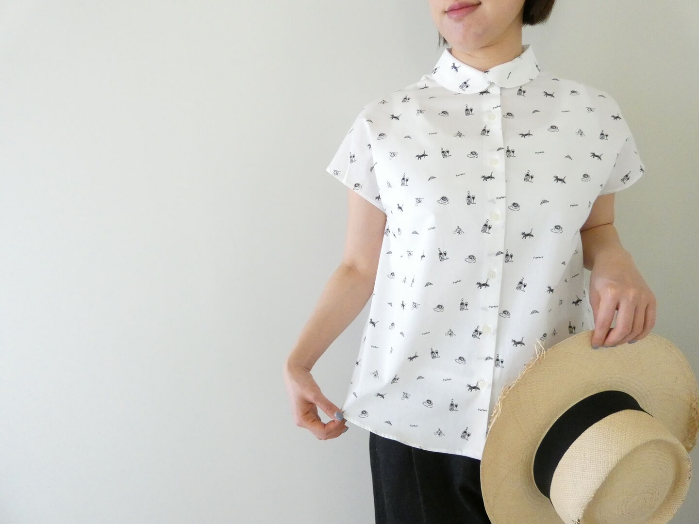 PK 重ね衿裾ラウンドカットシャツの商品画像1