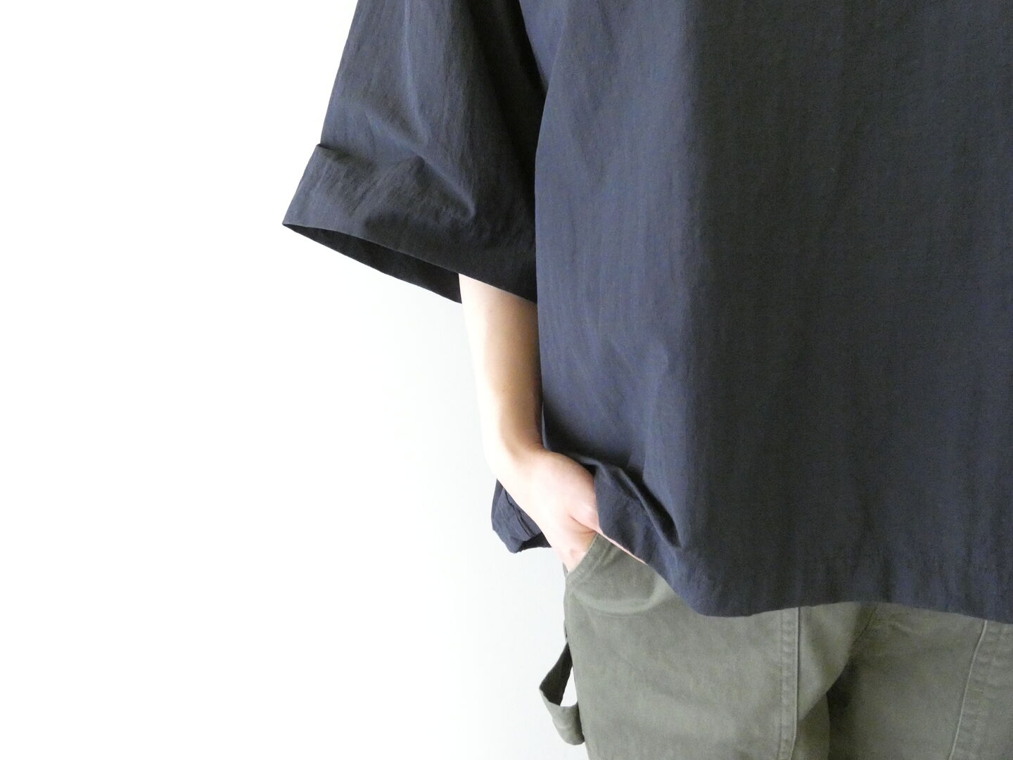 prit(プリット) コットンナイロン交織平織ワッシャー5分ビッグスリーブ裾ヒモプルオーバーの商品画像17