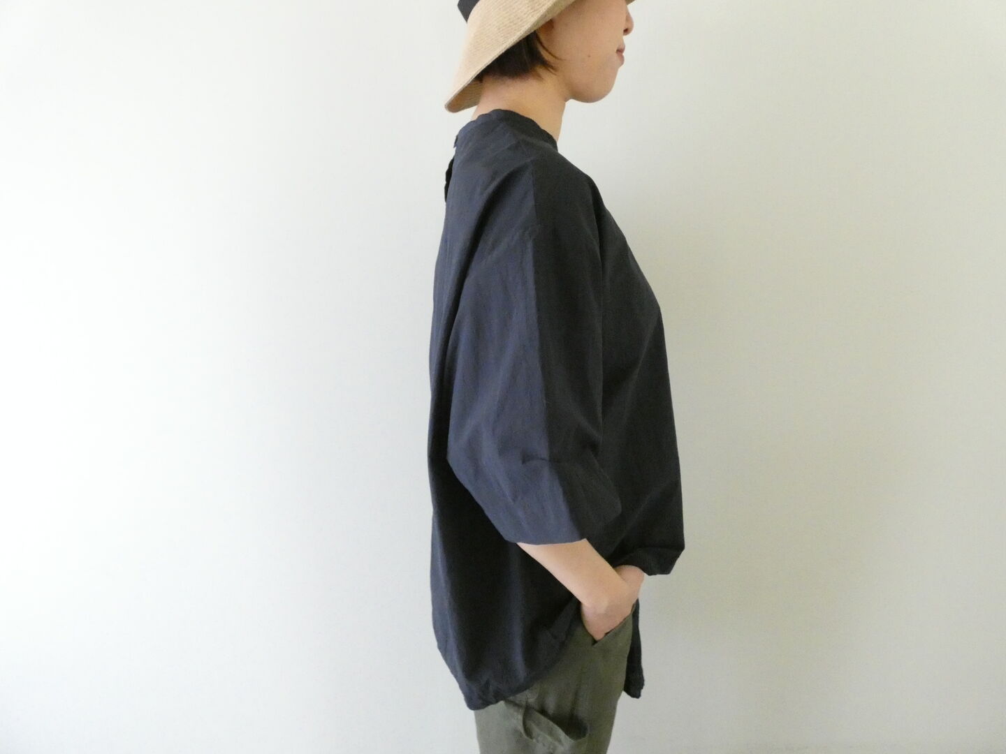 prit(プリット) コットンナイロン交織平織ワッシャー5分ビッグスリーブ裾ヒモプルオーバーの商品画像5