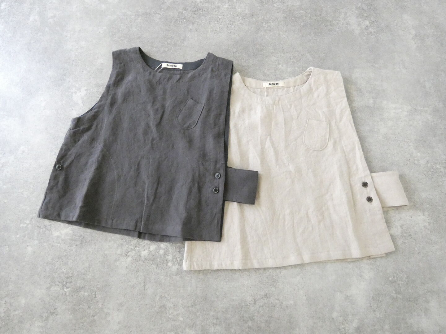 tumugu(ツムグ) リネンキャンバスアシンメトリーベストの商品画像10