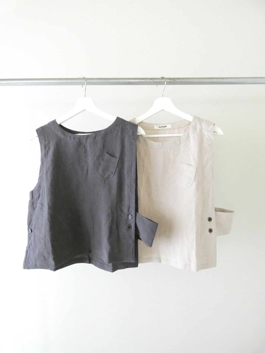 tumugu(ツムグ) リネンキャンバスアシンメトリーベストの商品画像11