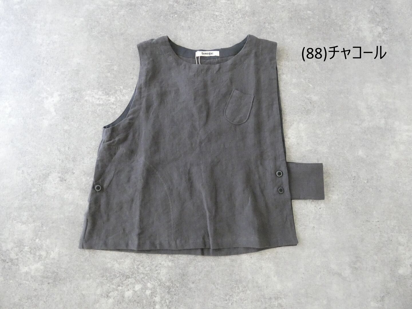 tumugu(ツムグ) リネンキャンバスアシンメトリーベストの商品画像42