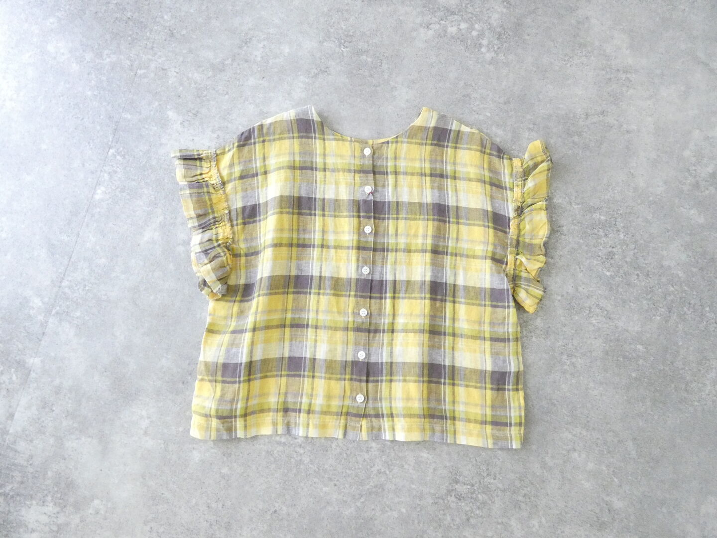 mao made(マオメイド) リネンBIGチェック お袖ふりふり2wayブラウスの商品画像13