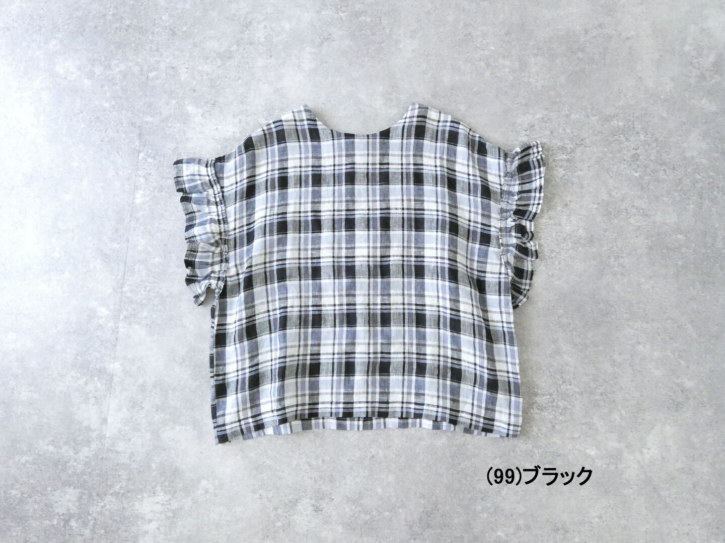 mao made(マオメイド) リネンBIGチェック お袖ふりふり2wayブラウスの商品画像28