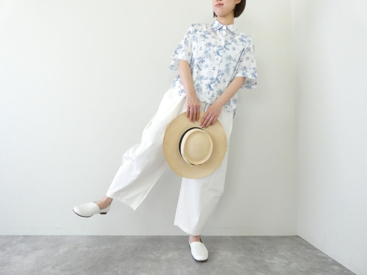 mizuiro ind(ミズイロインド) flower print half shirt フラワープリント半袖シャツの商品画像1