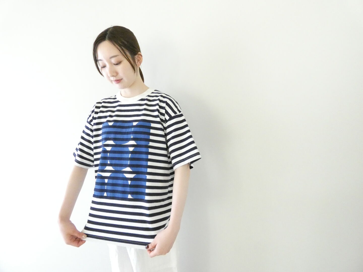 prit(プリット) 18/1空紡度詰天竺ボーダーフレームドットプリントTシャツの商品画像7