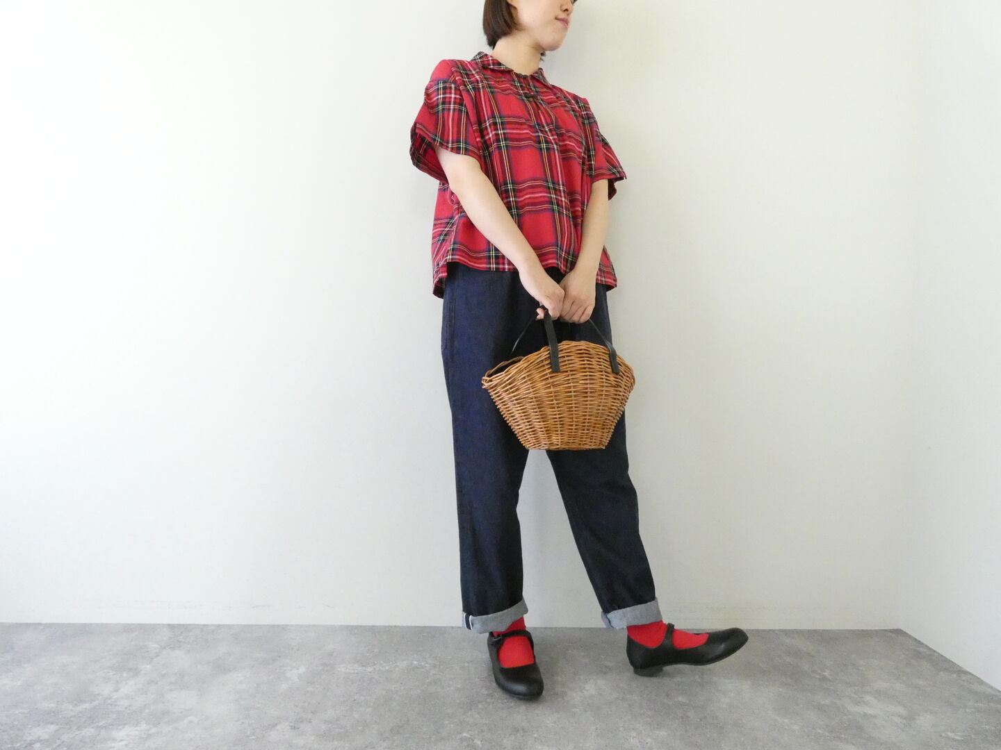 Sarahwear(サラウェア) 双子ボタンスキッパータータンチェックシャツの商品画像1