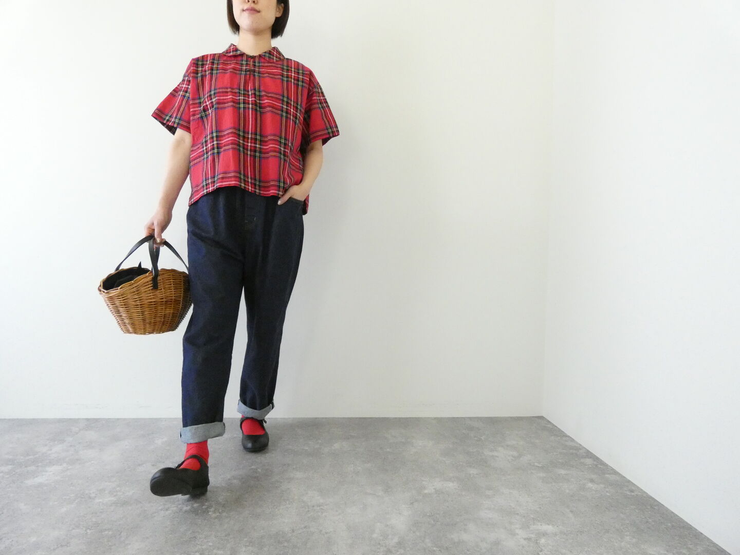 Sarahwear(サラウェア) 双子ボタンスキッパータータンチェックシャツの商品画像7