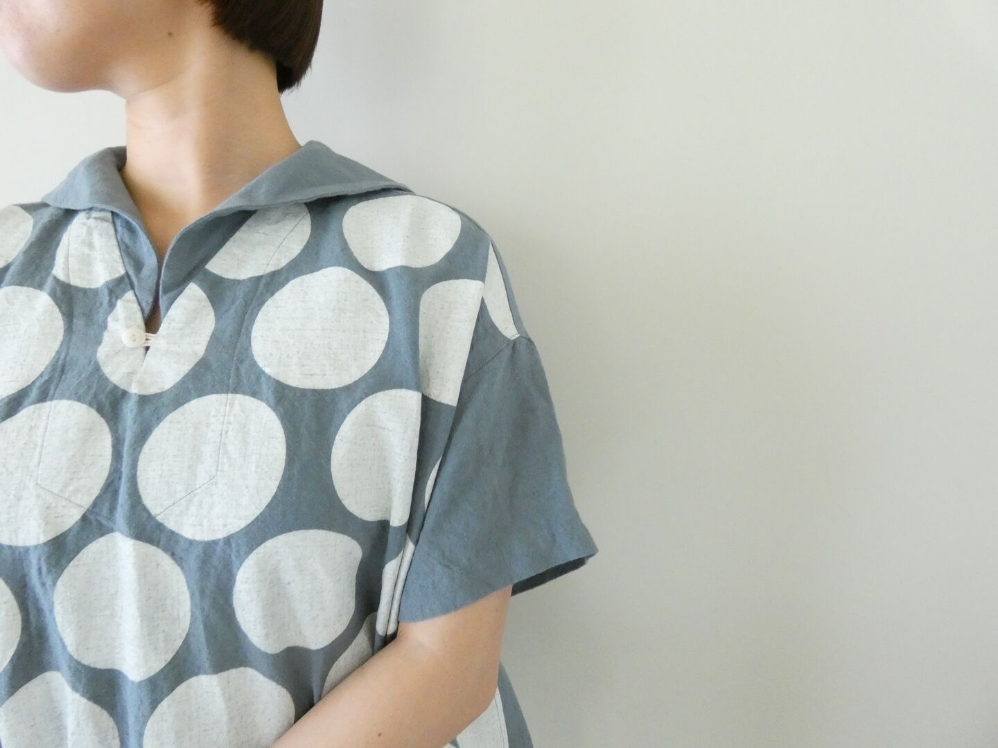 快晴堂(かいせいどう) Girl's ベルギーリネンの大きな水玉 セーラーズシャツの商品画像8
