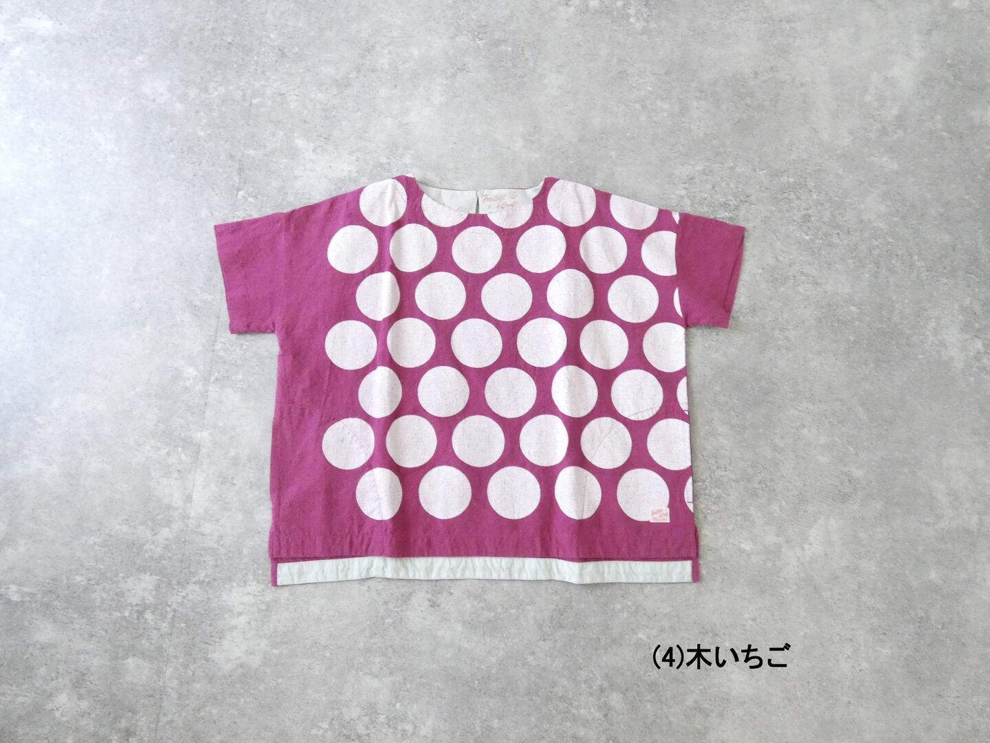 快晴堂(かいせいどう) Girl's ベルギーリネンの大きな水玉 水玉半袖Tシャツの商品画像12