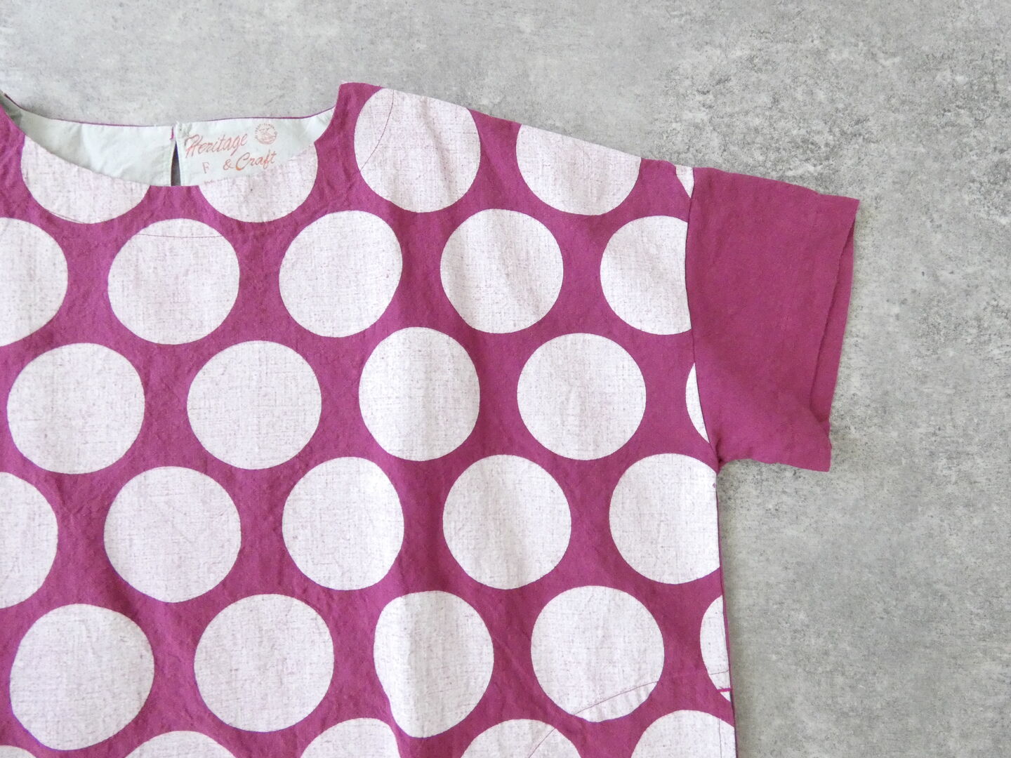 快晴堂(かいせいどう) Girl's ベルギーリネンの大きな水玉 水玉半袖Tシャツの商品画像18