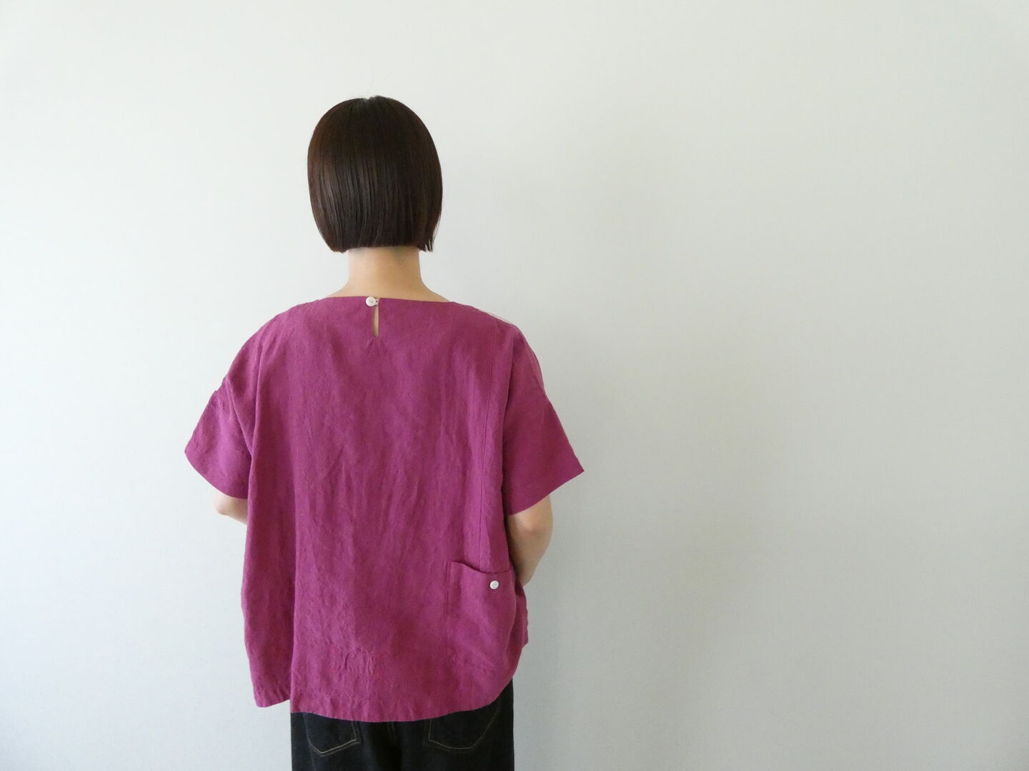 快晴堂(かいせいどう) Girl's ベルギーリネンの大きな水玉 水玉半袖Tシャツの商品画像2