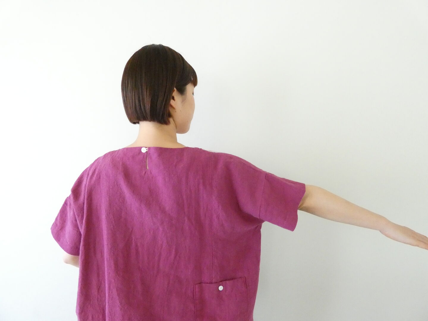 快晴堂(かいせいどう) Girl's ベルギーリネンの大きな水玉 水玉半袖Tシャツの商品画像4
