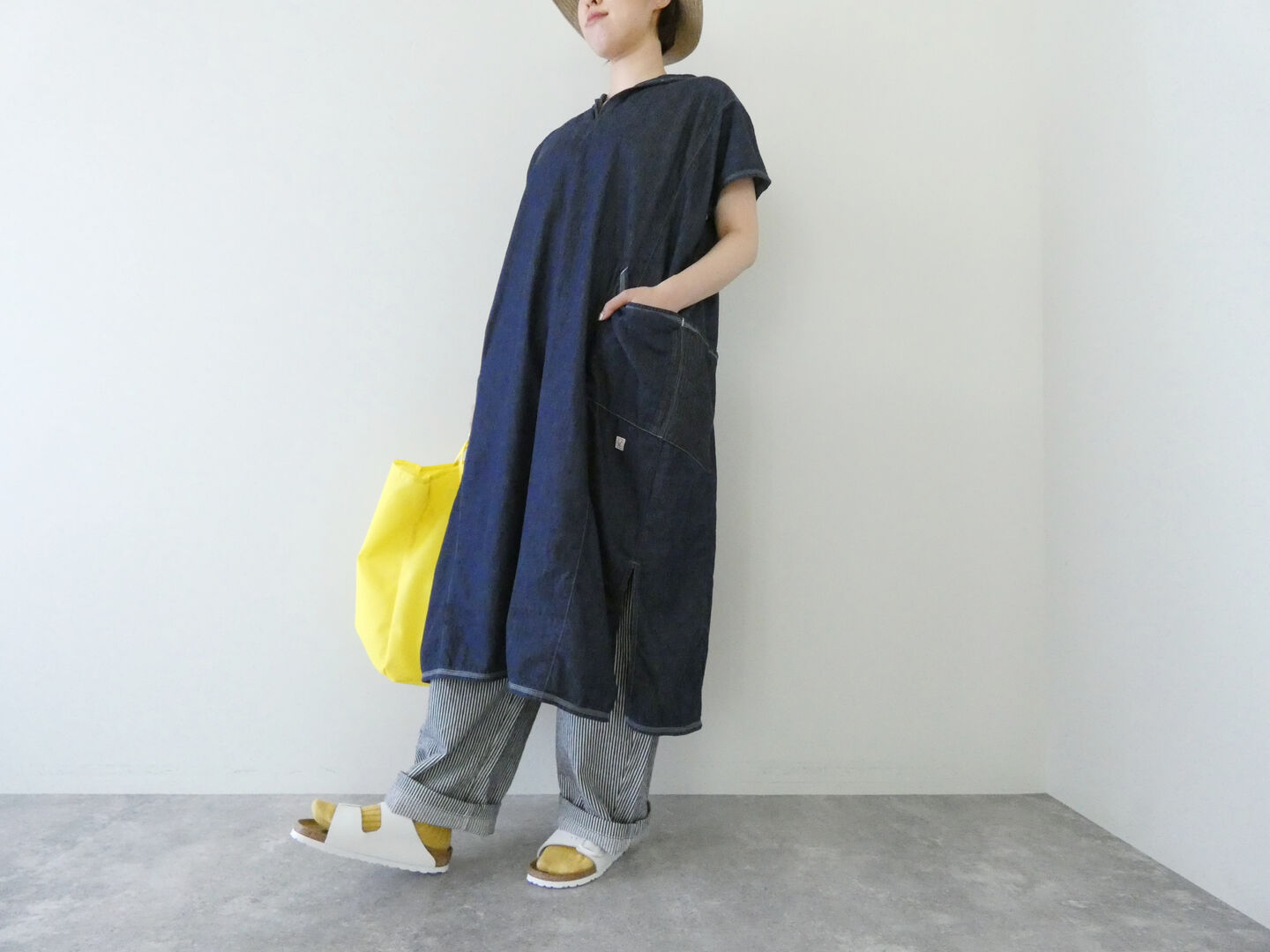 快晴堂(かいせいどう) Girl's・マルチシーズン/6オンスデニム Wide脇切り替えセーラー衿ワンピースの商品画像1