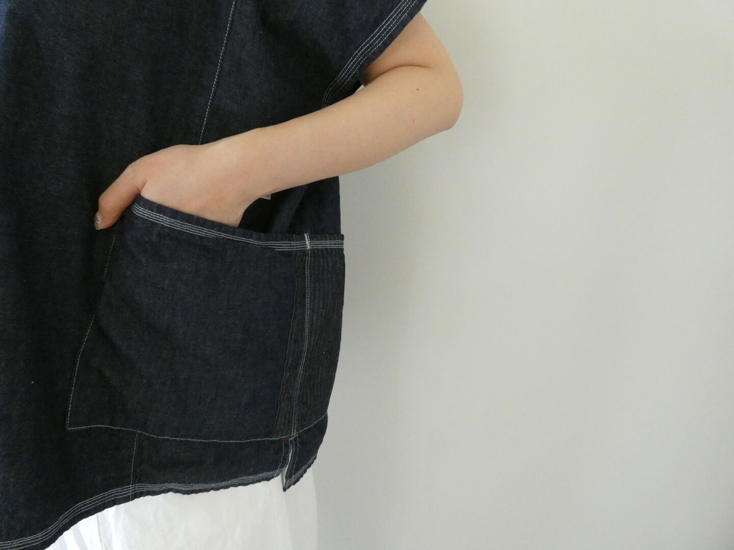 快晴堂(かいせいどう) Girl's・マルチシーズン/6オンスデニム Wide脇切り替えセーラー衿シャツの商品画像6