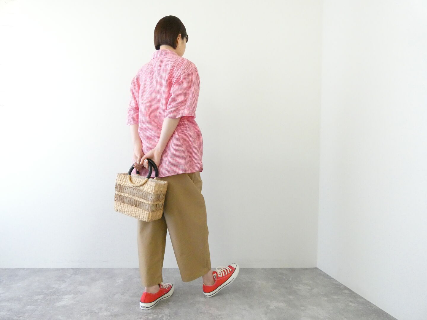 LOLO(ロロ) 丸襟スタンダードリネンギンガムシャツの商品画像8