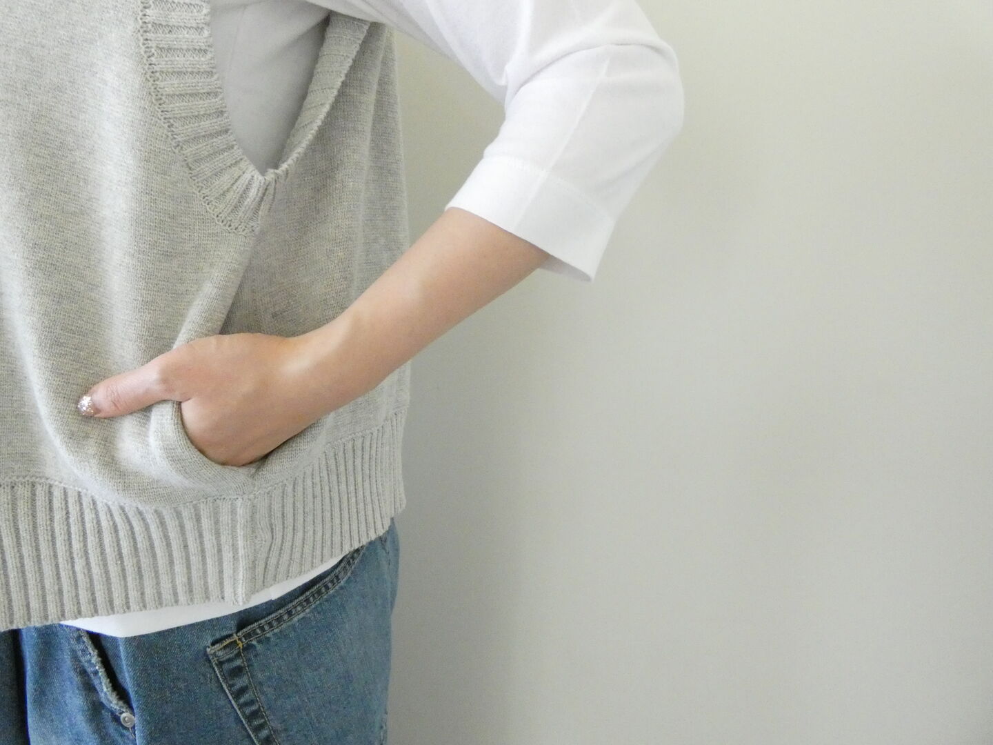 mao made(マオメイド) やわらかコットンミラノリブ風 異ゲージリブWジップベストの商品画像6