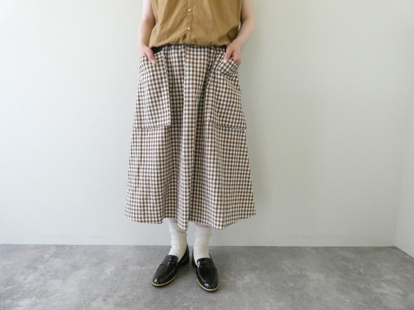R＆D.M.Co-(オールドマンズテーラー) GINGHAM CHECK STRING GUM SKIRTの商品画像2