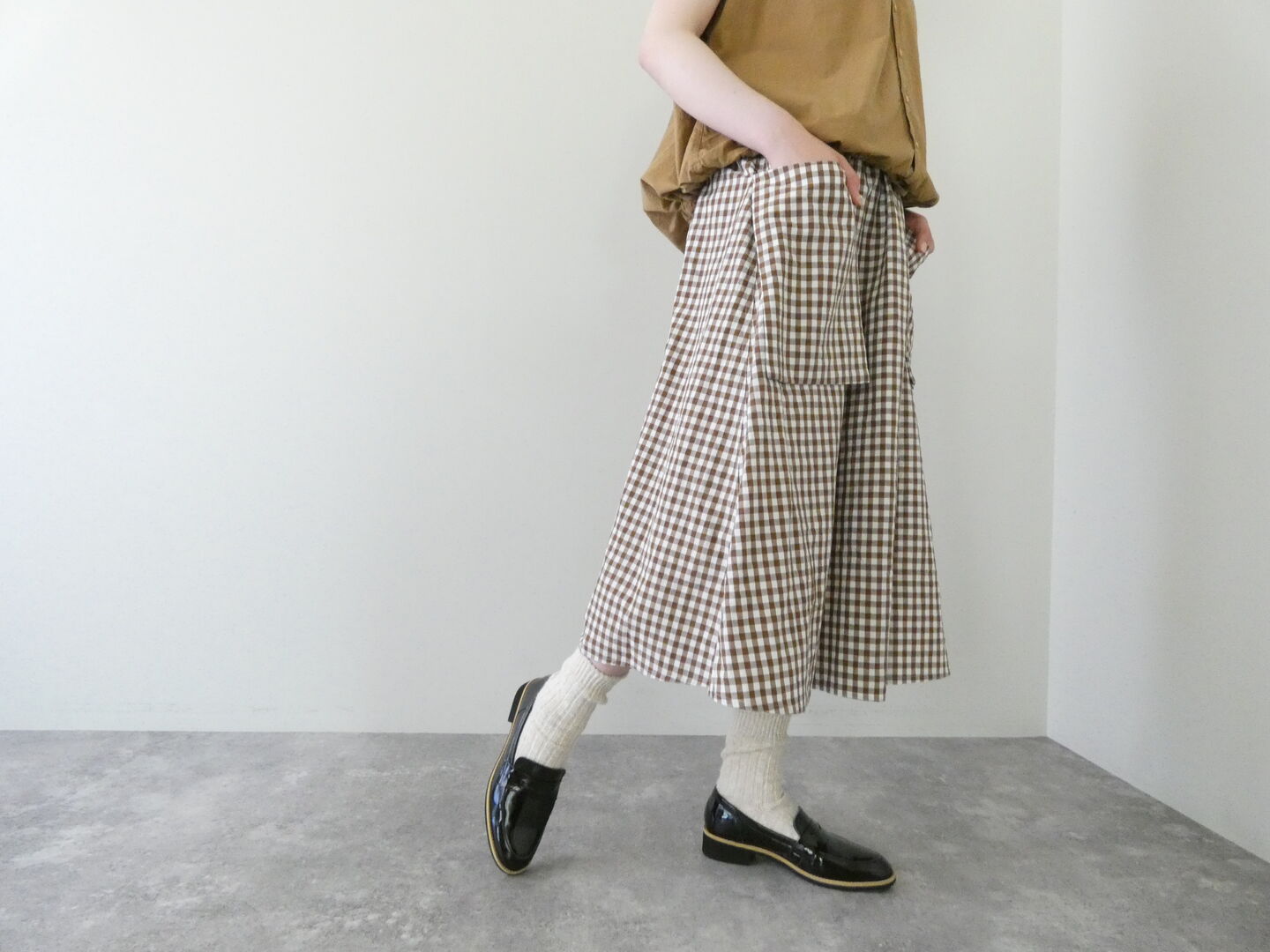 R＆D.M.Co-(オールドマンズテーラー) GINGHAM CHECK STRING GUM SKIRTの商品画像7