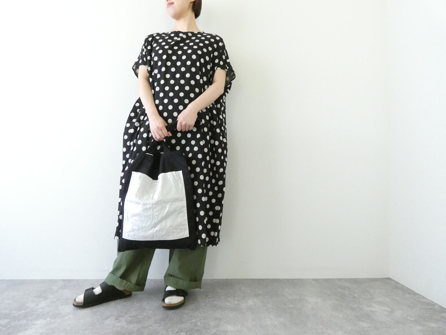 prit(プリット) 20/1リネンコットンシーチングドットプリント スリーブレスビッグワンピースの商品画像1