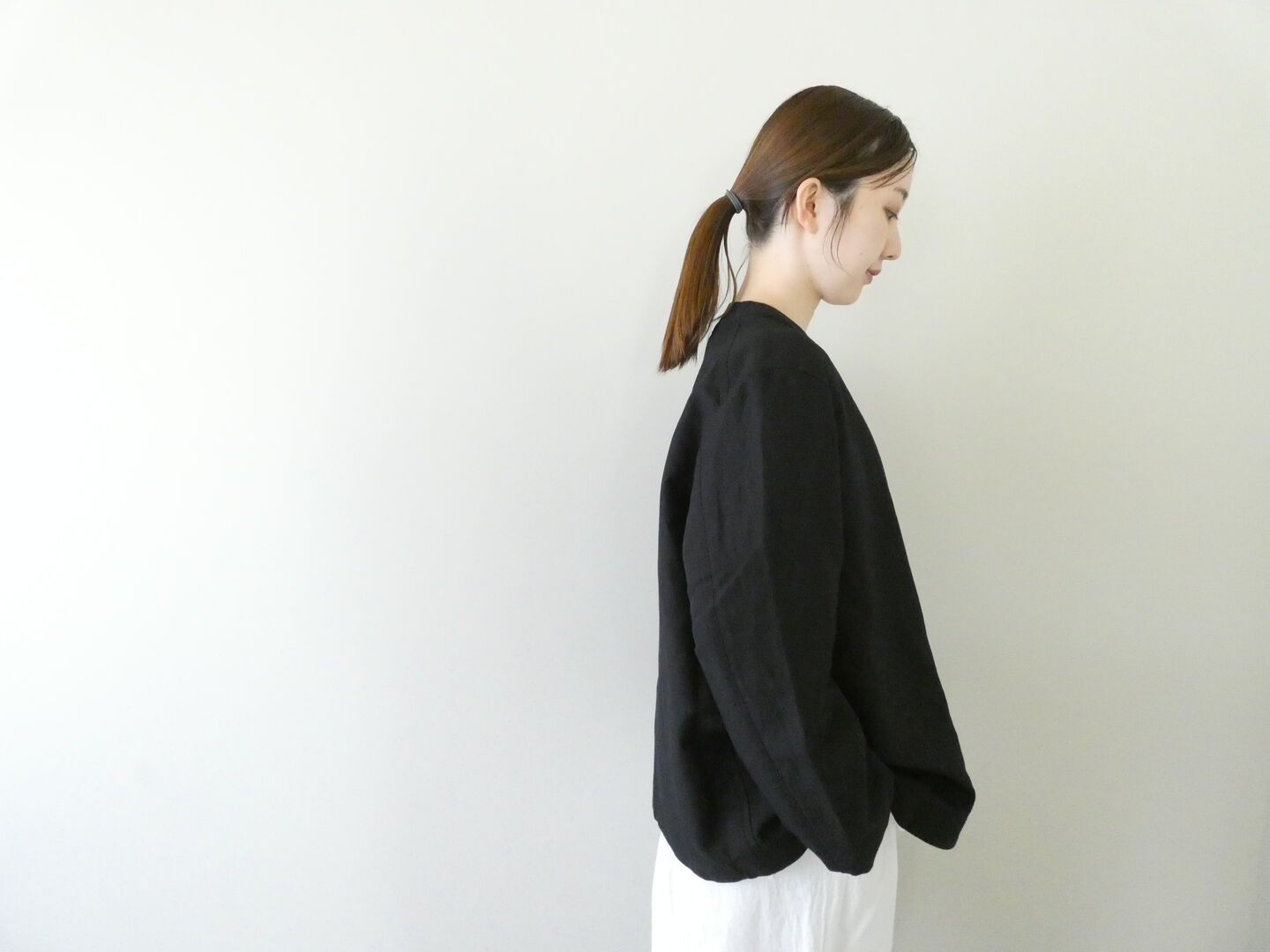 homspun(ホームスパン) ウールリネンノーカラージャケットの商品画像9