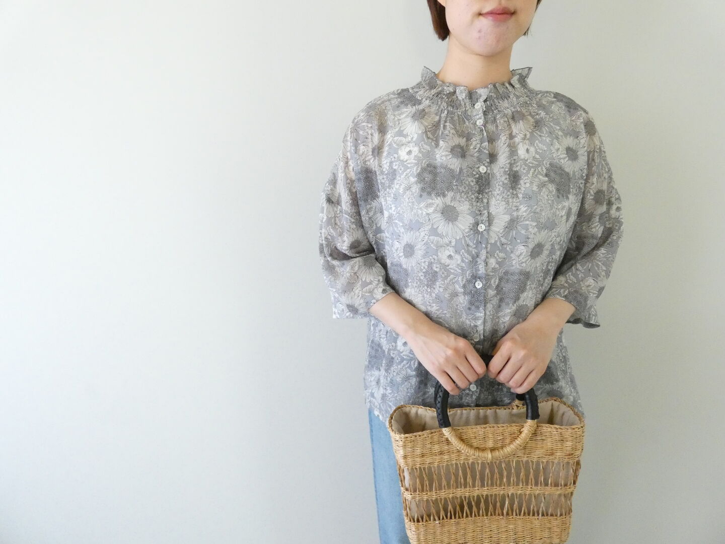 sosotto(ソソット) リバティシルフローン2WAYシャーリング6分袖ブラウスの商品画像9