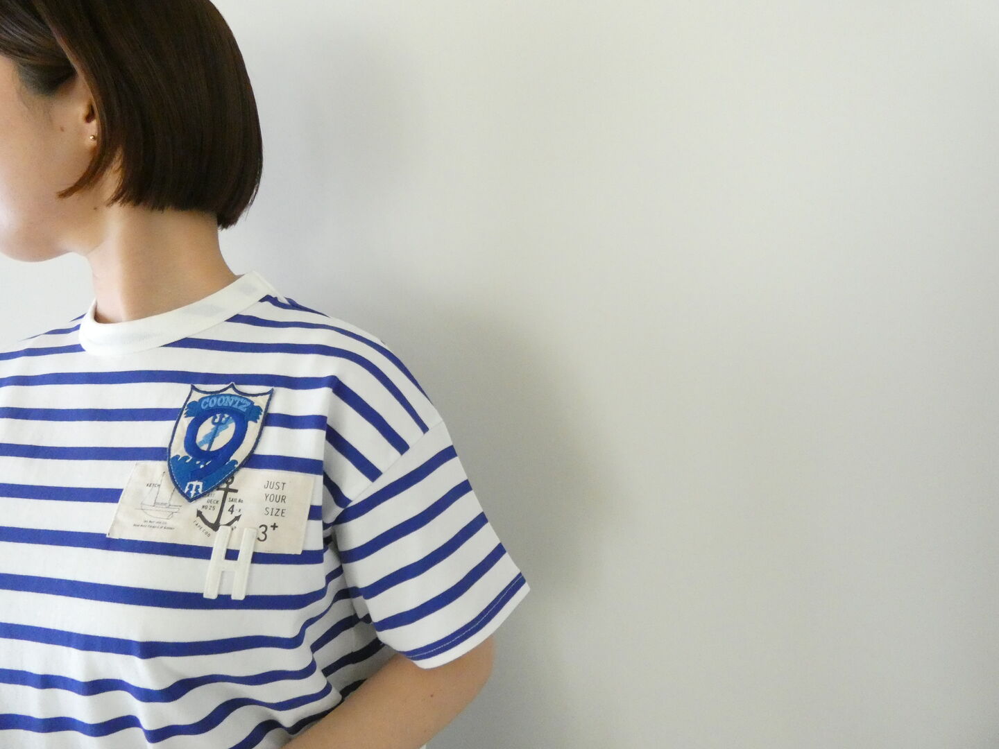 快晴堂(かいせいどう) HAYATE マリンボーダーワッペンペタペタ半袖Tシャツの商品画像4