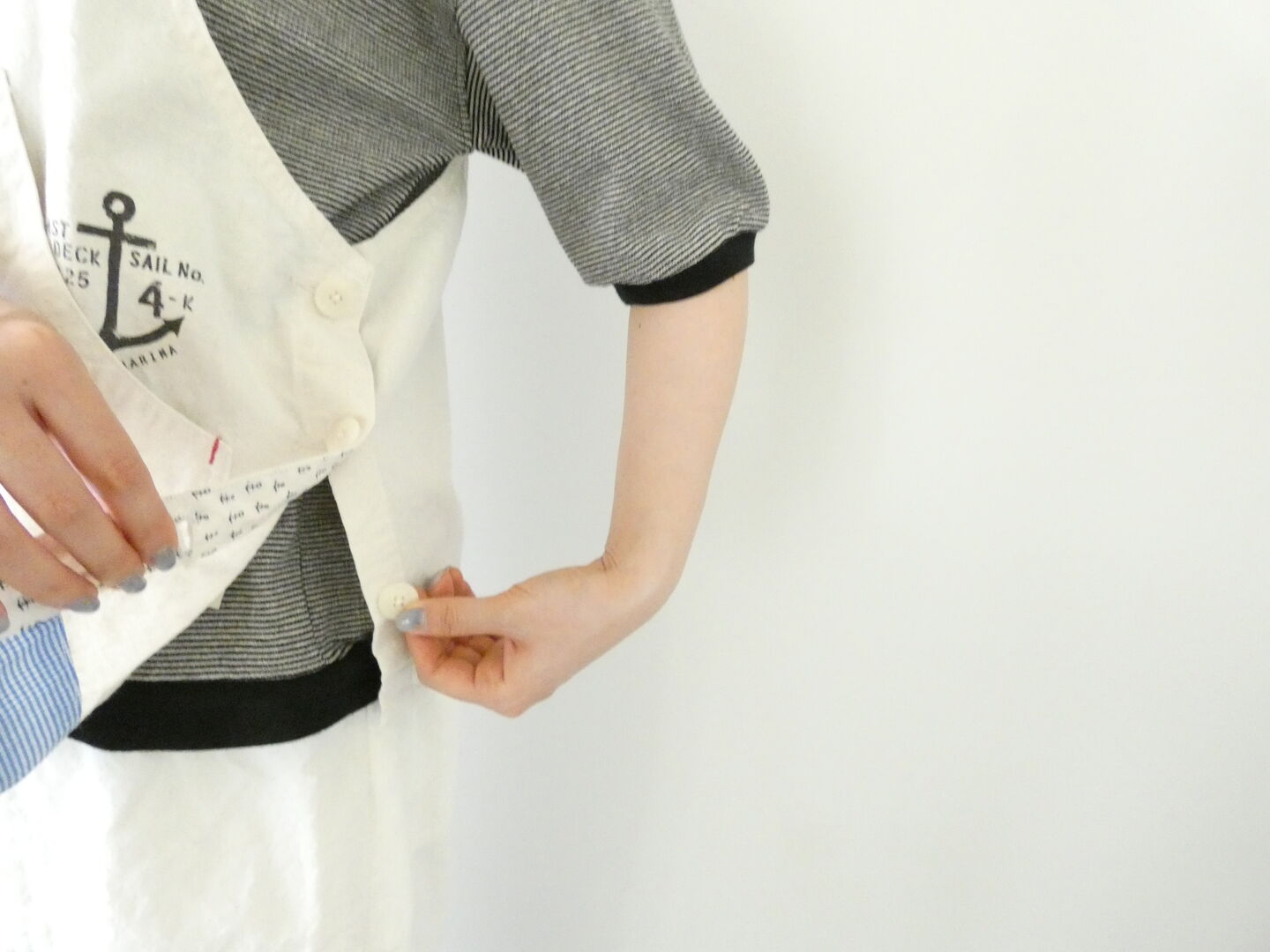 快晴堂(かいせいどう) Girl’s・マリンステンシルプリントオーバーオールベストの商品画像7