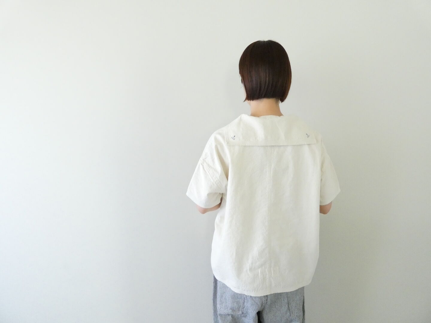 快晴堂(かいせいどう) Girl’s・マリンステンシルプリントセーラー衿半袖シャツの商品画像11
