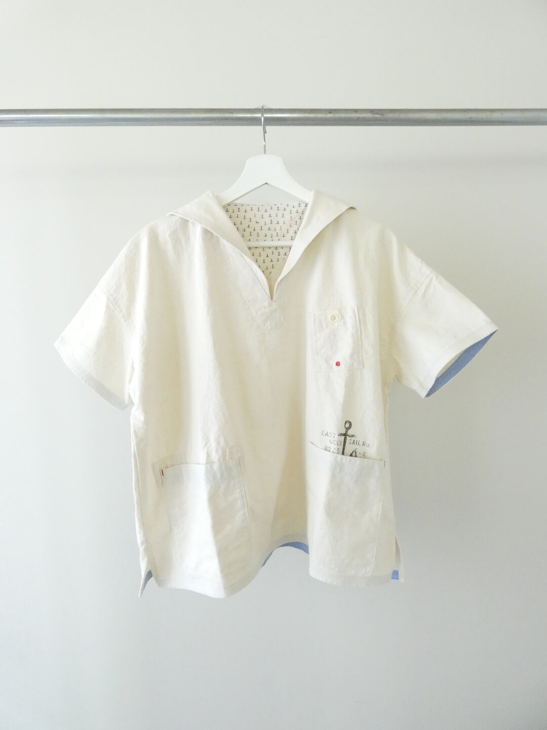 快晴堂(かいせいどう) Girl’s・マリンステンシルプリントセーラー衿半袖シャツの商品画像12