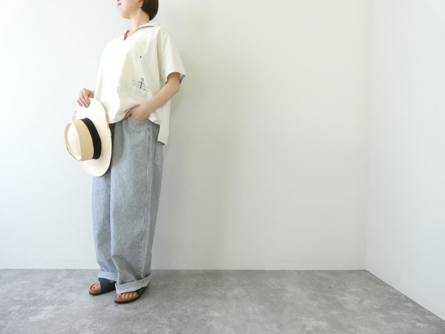 快晴堂(かいせいどう) Girl’s・マリンステンシルプリントセーラー衿半袖シャツの商品画像2