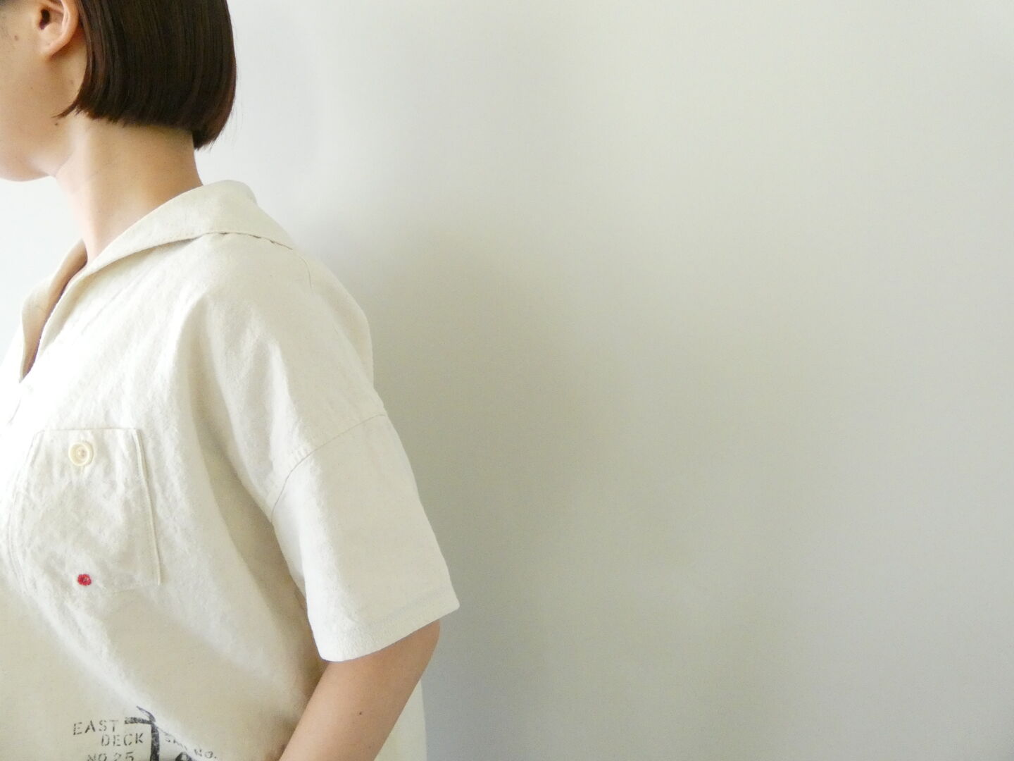 快晴堂(かいせいどう) Girl’s・マリンステンシルプリントセーラー衿半袖シャツの商品画像5