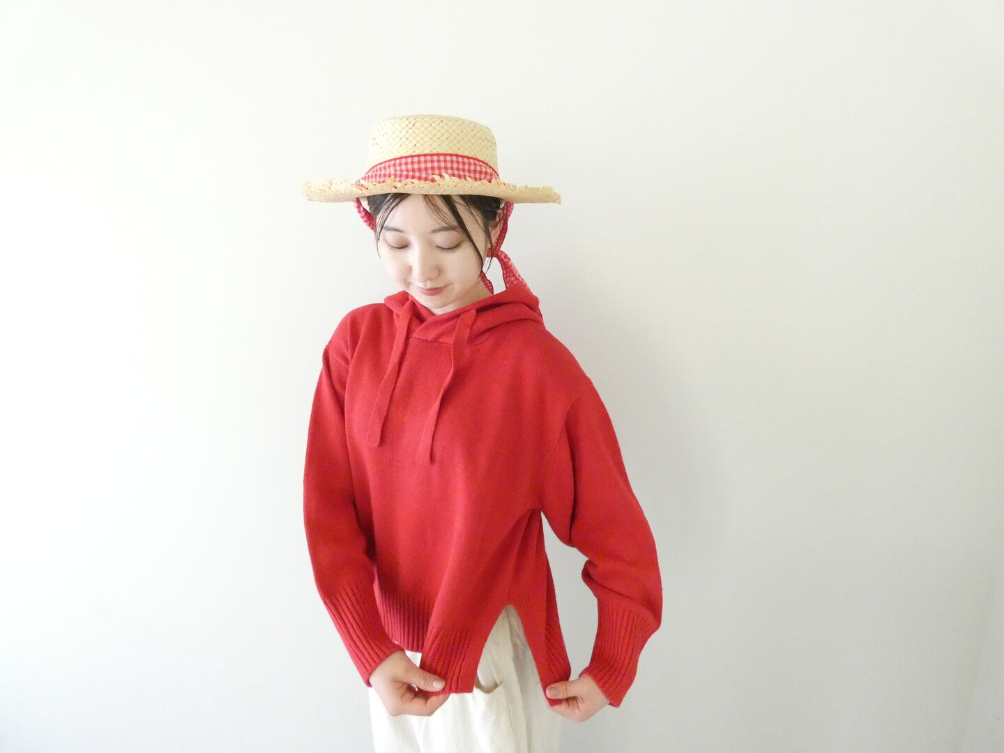 mao made(マオメイド) ざっくりアサーメン 気持ちちょい短めフード付きプルオーバーの商品画像6