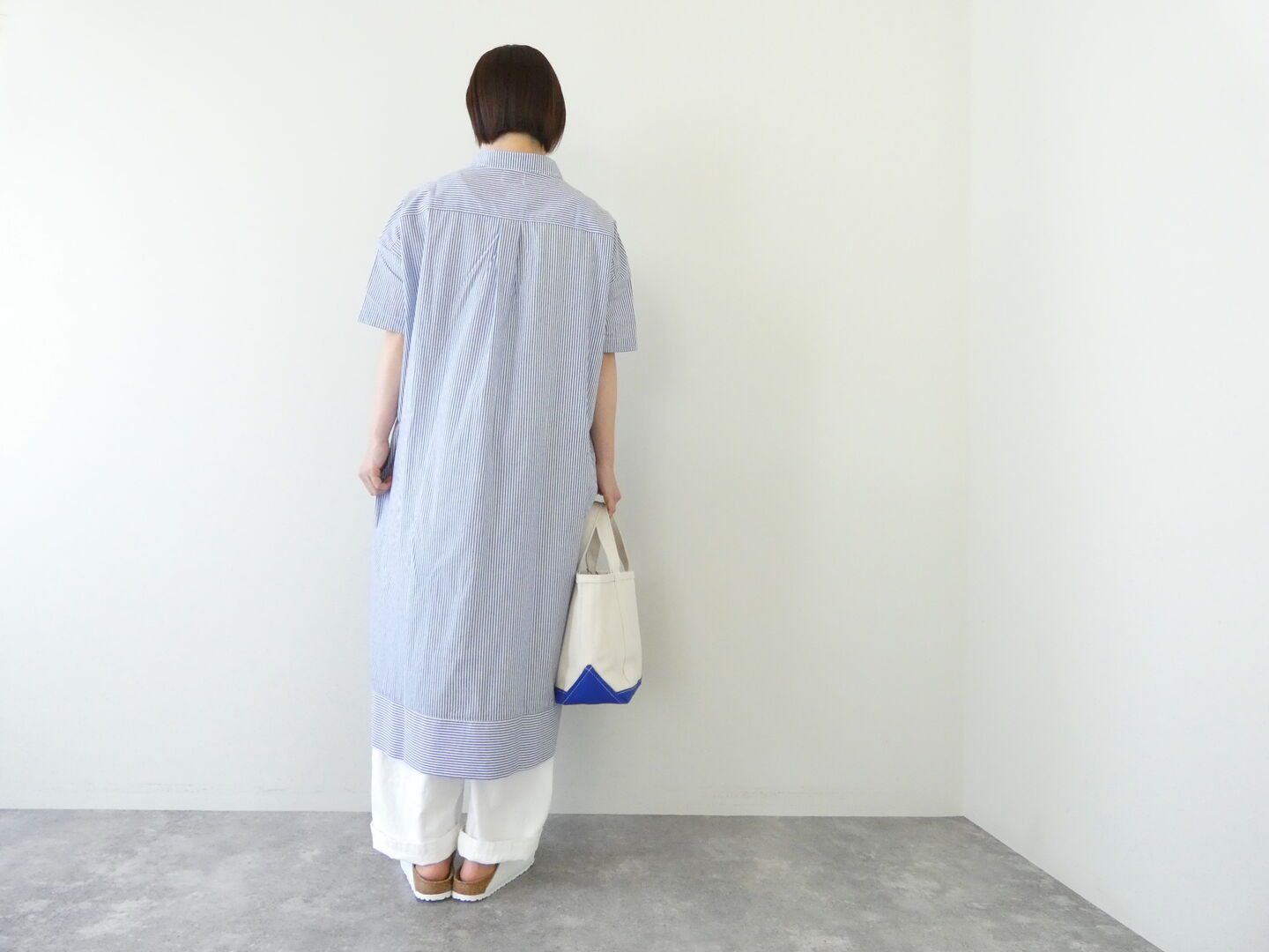 mao made(マオメイド) ストライプ×配色ニットボタンレギュラーカラーワンピースの商品画像11